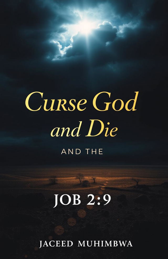 A visually striking cover design for the Christian book titled "Curse God and Die, Job 2:9" authored by Jacob Muhimbwa