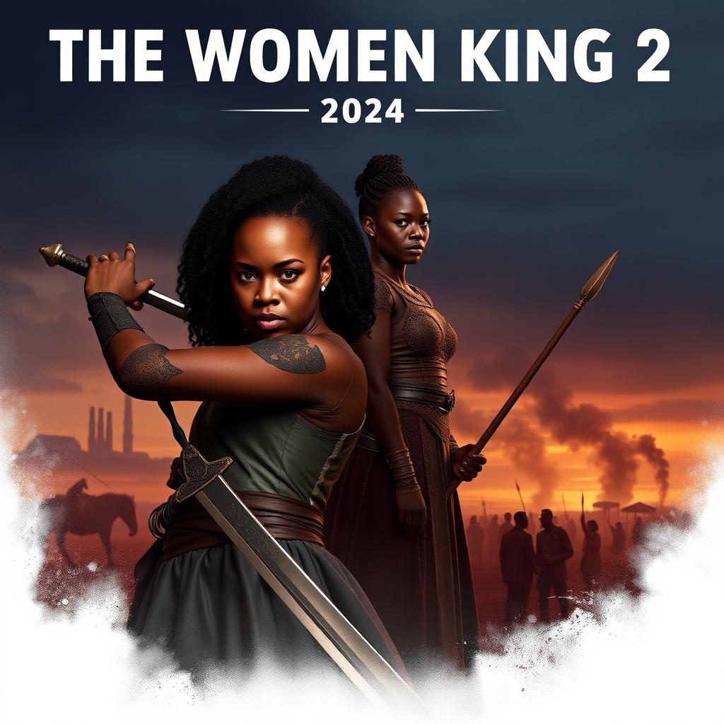 A teaser poster concept for 'THE WOMAN KING 2' (2024) featuring Viola Davis and Thuso Mbedu