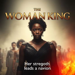 A striking movie poster concept for 'The Woman King', focusing entirely on Viola Davis as the main character