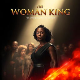 A striking movie poster concept for 'The Woman King', focusing entirely on Viola Davis as the main character