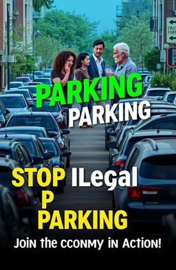 A striking cover design addressing the issue of illegal parking in communities