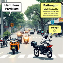 Desain sampul yang menarik mengenai isu parkir liar di lingkungan
