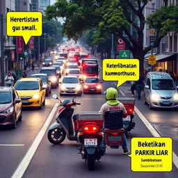 Desain sampul yang menarik mengenai isu parkir liar di lingkungan