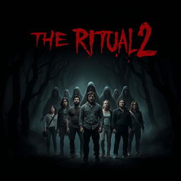 A haunting movie poster for 'The Ritual 2' (2024), embodying a chilling horror theme