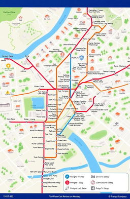 A detailed map showcasing a local public transport route plan
