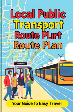 A vibrant and eye-catching book cover design for a local public transport route plan