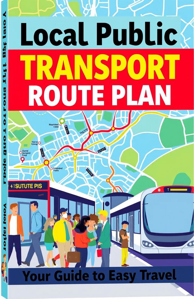 A vibrant and eye-catching book cover design for a local public transport route plan