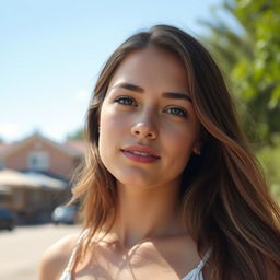 A 30-year-old woman with light skin and long hair, depicted in a natural style with minimal makeup