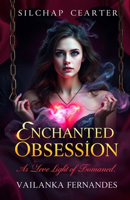 A surreal and sensual book cover design for 'Enchanted Obsession: Secret In Her Embrace' by Vailanka Fernandes