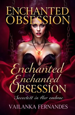 A surreal and sensual book cover design for 'Enchanted Obsession: Secret In Her Embrace' by Vailanka Fernandes