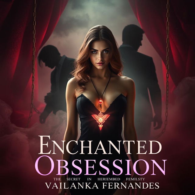 A surreal and sensual book cover design for 'Enchanted Obsession: Secret In Her Embrace' by Vailanka Fernandes