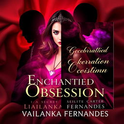 A captivating ebook and paperback/hardcover cover for 'Enchanted Obsession: Secret In Her Embrace' by Vailanka Fernandes
