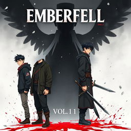 A captivating book cover for the novel **EMBERFELL** by Shifas, featuring the title boldly illustrated at the top, with 'Vol 1' just below it