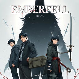A captivating book cover for the novel **EMBERFELL** by Shifas, featuring the title boldly illustrated at the top, with 'Vol 1' just below it
