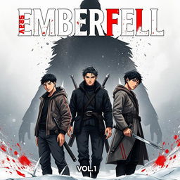 A captivating book cover for the novel **EMBERFELL** by Shifas, featuring the title boldly illustrated at the top, with 'Vol 1' just below it