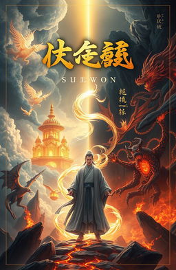 A captivating novel cover set in a cultivation-based world featuring gods and demons