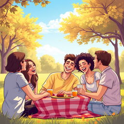 A serene and empowering illustration of a person surrounded by positive and supportive friends, illustrating the joy and satisfaction of healthy friendships