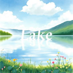 A beautiful watercolor painting depicting a serene lakeside scene for a book cover
