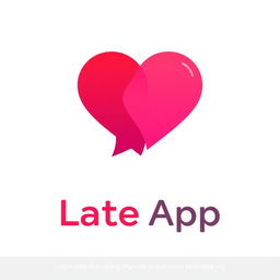 A contemporary and eye-catching logo design for a dating app, featuring a minimalist heart shape intertwined with two chat bubbles, symbolizing love and communication
