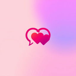 A contemporary and eye-catching logo design for a dating app, featuring a minimalist heart shape intertwined with two chat bubbles, symbolizing love and communication