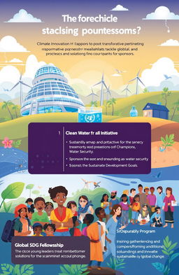 A vibrant illustration showcasing a harmonious collaboration between sponsors and transformative projects tackling global issues