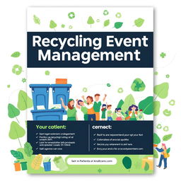 A professional and eye-catching front cover design for a recycling event management brochure