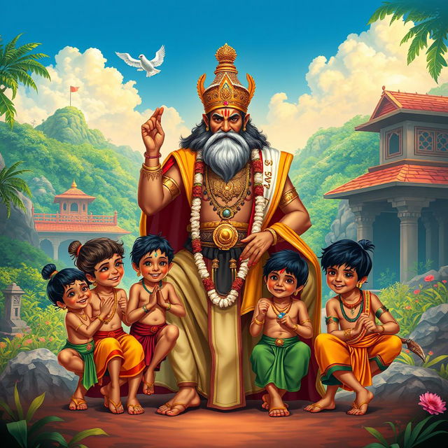 Pandu, the legendary ruler from the Mahabharata, depicted in a grandeur scene