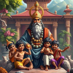 Pandu, the legendary ruler from the Mahabharata, depicted in a grandeur scene