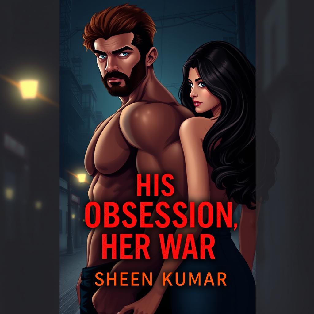 An enticing book cover design for 'His Obsession, Her War' by Sheen Kumar