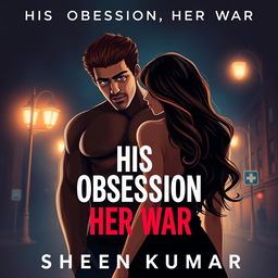 An enticing book cover design for 'His Obsession, Her War' by Sheen Kumar