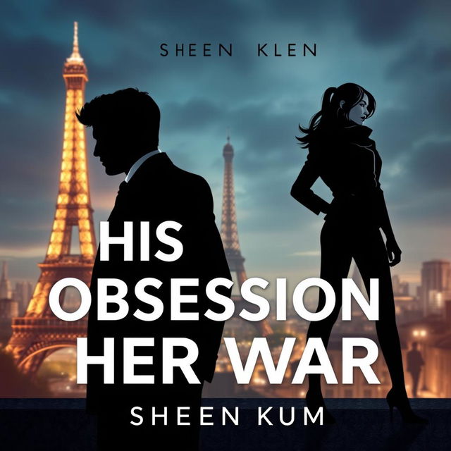 An alluring book cover design for 'His Obsession, Her War' by Sheen Kumar