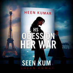 An alluring book cover design for 'His Obsession, Her War' by Sheen Kumar