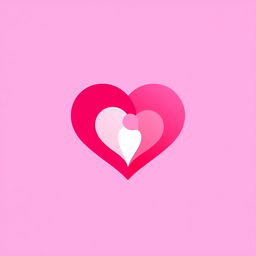 A stylish and appealing logo design for a dating app, featuring an abstract heart shape blended with two overlapping silhouettes to represent connection and partnership