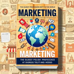 A visually striking book cover design about marketing, titled "Marketing: The Oldest Profession in the World"