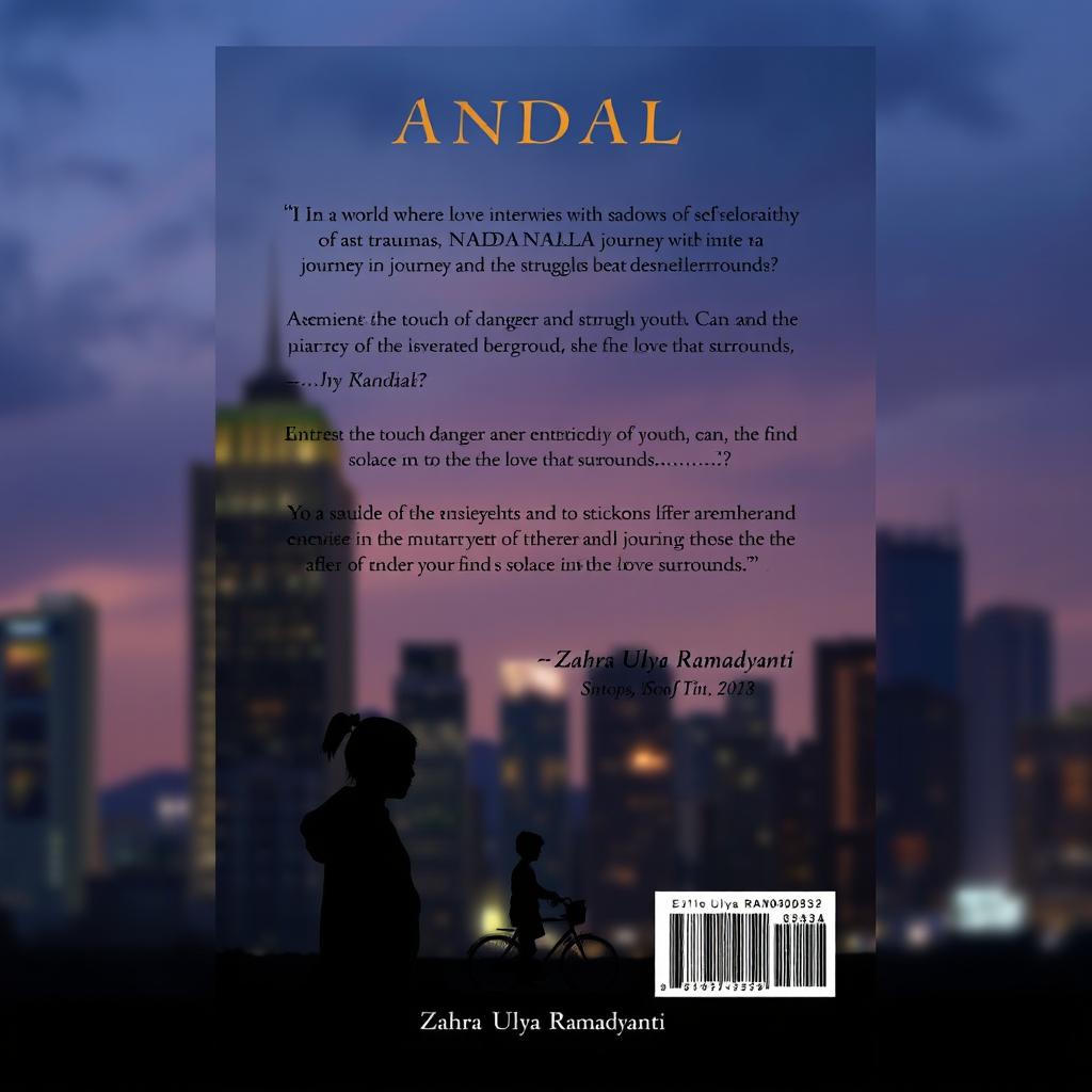 A compelling back cover design for the novel 'NANDALA'