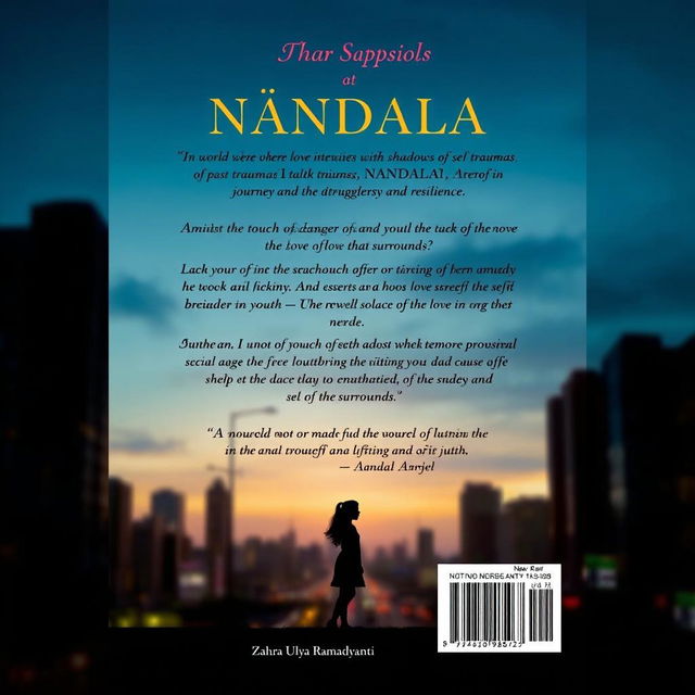 A compelling back cover design for the novel 'NANDALA'