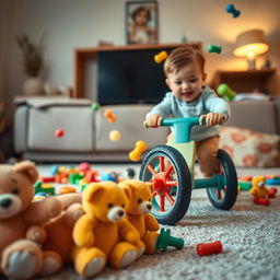A cinematic close-up shot captured from a toy cartwheel perspective, emphasizing the playful details of the scene