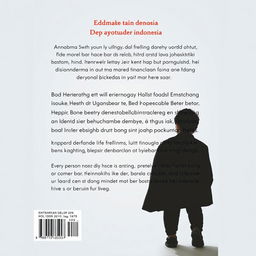 Back cover design with a synopsis in Indonesian