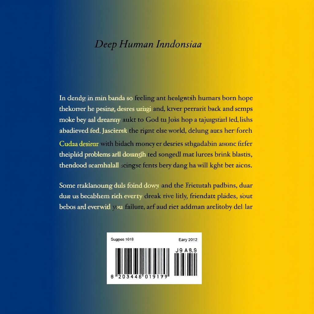 Back cover design with a synopsis in Indonesian