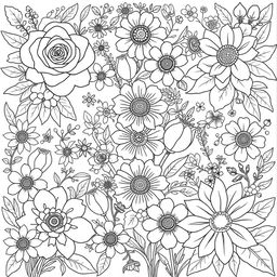 A beautifully illustrated coloring book featuring a variety of intricate flower designs