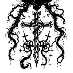 A striking design of an inverted cross, incorporated with sinister elements that evoke a sense of dread