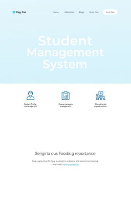 A visually appealing and modern front page design for a "Student Management System"