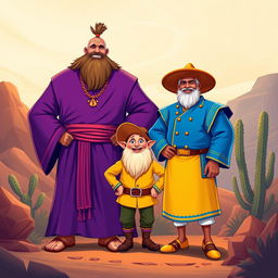 A lively illustration featuring a cangaceiro dressed in an eye-catching blue outfit, prominently displaying traditional elements such as a wide-brimmed hat and decorative accessories