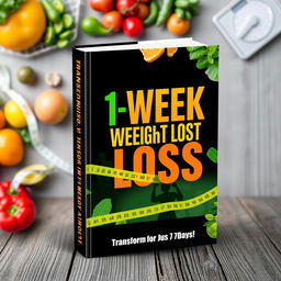 A captivating book cover design for a weight loss guide titled '1 Week Weight Loss'