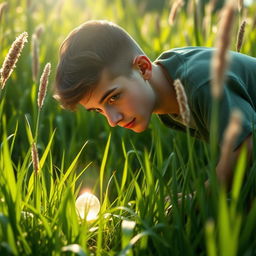 An emotional and uplifting scene featuring a teenager in a bright, sunny outdoor setting