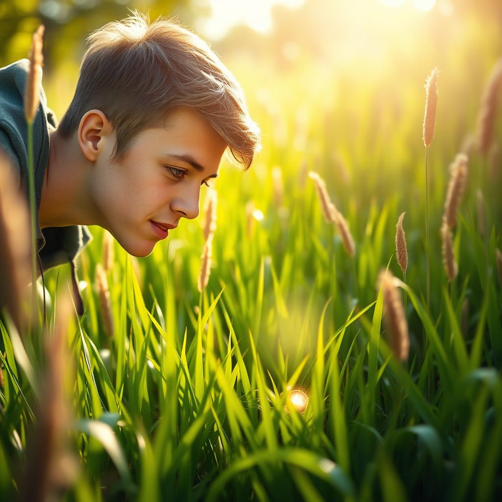 An emotional and uplifting scene featuring a teenager in a bright, sunny outdoor setting