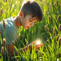 An emotional and uplifting scene featuring a teenager in a bright, sunny outdoor setting