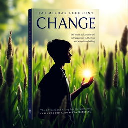 A modern and striking book cover design featuring a silhouette of a teenager standing in a lush green field filled with tall sedges