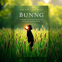 A modern and striking book cover design featuring a silhouette of a teenager standing in a lush green field filled with tall sedges