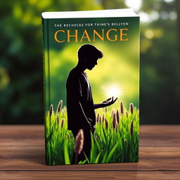 A modern and striking book cover design featuring a silhouette of a teenager standing in a lush green field filled with tall sedges